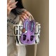 Gentle Woman embroidered one-shoulder crossbody canvas bag, small square bag with rabbit letter prints, mobile phone bag