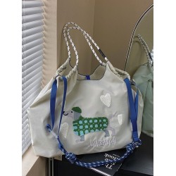 ball chain new dog towel embroidered shopping bag Fashionable and versatile single-shoulder crossbody tote bag women's bag