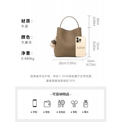 Top-grain cowhide bucket bag 2025 new model, large-capacity single-shoulder crossbody bag, high-end mom bag, versatile handbag
