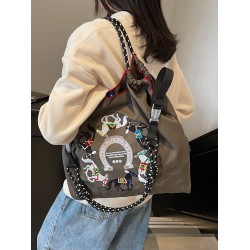 The ballchain hand-held shopping bag with red horse embroidery, a large-capacity tote bag, and a single-shoulder bag are waterproof, the same style as the Internet celebrity