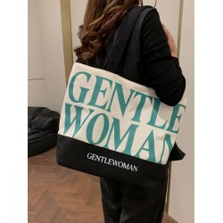 Thai Gentle Woman letter-printed canvas bag 2025 New large-capacity commuter tote bag trend