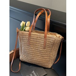 2025 new stylish and versatile straw woven bag, single-shoulder tote bag, large-capacity crossbody bag, vacation beach bag