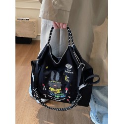 ballchain Japanese cute and niche eco-friendly shopping bags, new cartoon rabbit embroidered bags, large-capacity shopping