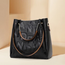 Qiandian genuine leather Bag 2025 New Style Trendy large-capacity bucket bag, single-shoulder bag, crossbody bag, handbag, women's letter bag