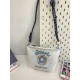 ball chain's same style donut embroidered small square bag, fashionable and versatile single-shoulder crossbody bag, makeup storage bag for women