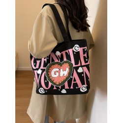 2025 New Gentle Woman large-capacity single-shoulder canvas class commuting tote bag towel embroidery