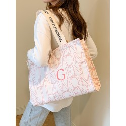 The new Gentle Woman large-capacity single-shoulder tote rainbow canvas bag is a versatile class and commuting bag for girls
