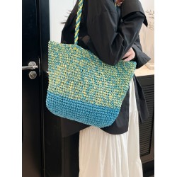 2025 Summer new casual single-shoulder bag, seaside vacation straw woven bag, large-capacity fashionable woven tote bag