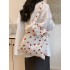 The 2025 summer new cherry floral large-capacity single-shoulder tote bag for class commuting, with chiffon and lotus leaf edges