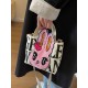 Gentle Woman embroidered one-shoulder crossbody canvas bag, small square bag with rabbit letter prints, mobile phone bag