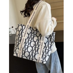 Thai Gentle Woman letter printed canvas bag for women, 2025 new fashionable and versatile single-shoulder tote bag