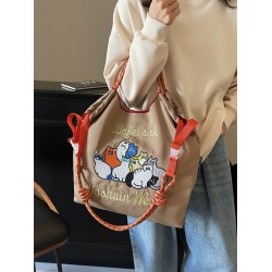 2025 new ball chain embroidered shopping bag, single-shoulder tote bag, student commuting bag for class, women's bag