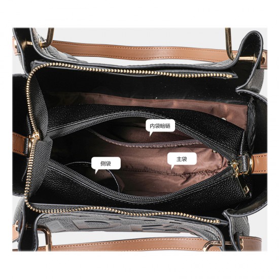 Qiandian genuine leather Bag 2025 New Style Trendy large-capacity bucket bag, single-shoulder bag, crossbody bag, handbag, women's letter bag Qiandian genuine leather Bag 2025 New Style Trendy large-capacity bucket bag, single-shoulder bag, crossbody bag, handbag, women's letter bag