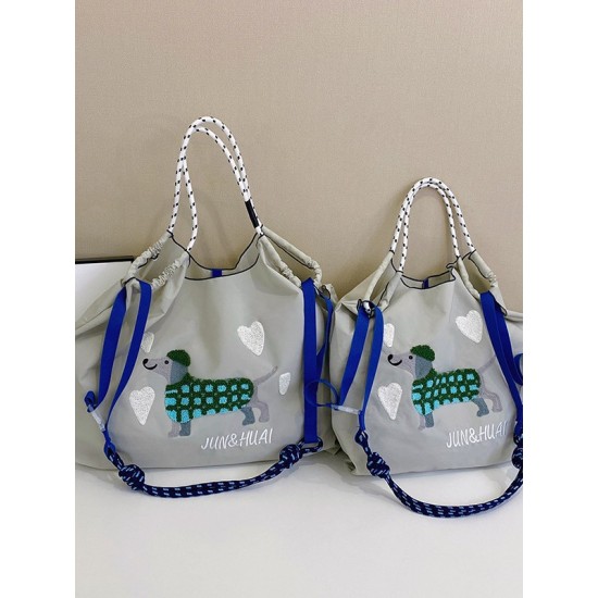 ball chain new dog towel embroidered shopping bag Fashionable and versatile single-shoulder crossbody tote bag women's bag ball chain new dog towel embroidered shopping bag Fashionable and versatile single-shoulder crossbody tote bag women's bag