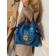 ballchain Japanese cute and niche eco-friendly shopping bags, new cartoon rabbit embroidered bags, large-capacity shopping ballchain Japanese cute and niche eco-friendly shopping bags, new cartoon rabbit embroidered bags, large-capacity shopping
