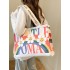 The new Gentle Woman large-capacity single-shoulder tote rainbow canvas bag is a versatile class and commuting bag for girls