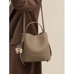 Top-grain cowhide bucket bag 2025 new model, large-capacity single-shoulder crossbody bag, high-end mom bag, versatile handbag