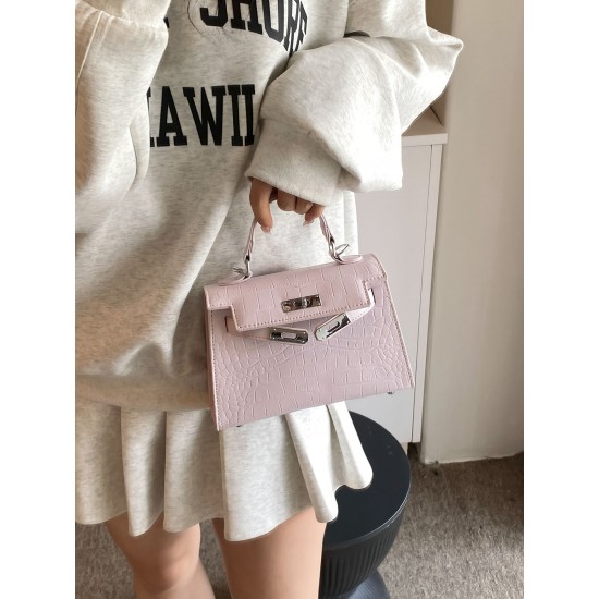 Spring 2025 new niche design crocodile print high-end versatile small square bag, single-shoulder crossbody Kelly women's bag Spring 2025 new niche design crocodile print high-end versatile small square bag, single-shoulder crossbody Kelly women's bag