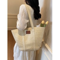 The 2025 summer new straw woven bag is fashionable and versatile, a single-shoulder bag with large capacity, a tote bag, and a women's bag for commuting to work