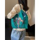 ball chain's new flame-embroidered shopping bag, waterproof foldable portable handbag, single-shoulder crossbody bag ball chain's new flame-embroidered shopping bag, waterproof foldable portable handbag, single-shoulder crossbody bag
