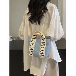 Gentle Woman hand-held canvas bag 2025 New single-shoulder crossbody letter print color-blocking mobile phone bag