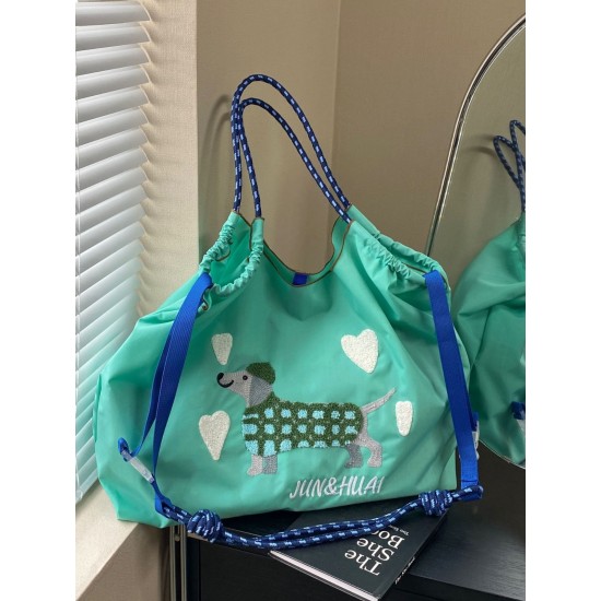 ball chain new dog towel embroidered shopping bag Fashionable and versatile single-shoulder crossbody tote bag women's bag ball chain new dog towel embroidered shopping bag Fashionable and versatile single-shoulder crossbody tote bag women's bag