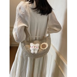 2025 summer new straw woven single-shoulder underarm bag, fashionable and versatile dumpling bag, crossbody bag, beach vacation bag