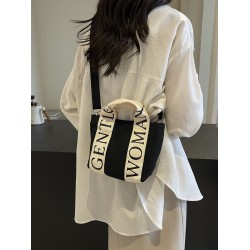 Gentle Woman hand-held canvas bag 2025 New single-shoulder crossbody letter print color-blocking mobile phone bag