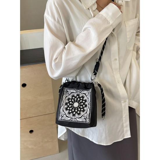 Summer new Chinese-style embroidered canvas bag, women's casual and versatile single-shoulder crossbody bag, commuting mobile phone bag