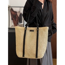 The 2025 summer new minimalist and versatile tote bag, a large-capacity single-shoulder bag for vacation and travel, and a fashionable straw woven bag