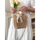 Summer new seaside vacation fashionable and versatile small square bag, simple straw woven bucket bag, single-shoulder crossbody bag Summer new seaside vacation fashionable and versatile small square bag, simple straw woven bucket bag, single-shoulder crossbody bag