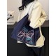 The 2025 summer new ball chain bow embroidery bag, large-capacity single-shoulder tote bag, and class commuting bag