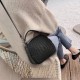 Qiandian genuine leather women's bag 2024 New style women's single-shoulder bag, woven pattern crossbody bag, large capacity cowhide small round bag