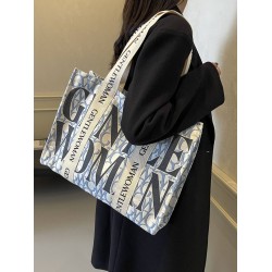 The 2025 new Gentle Woman large-capacity letter single-shoulder tote is a fashionable and versatile canvas bag for class commuting