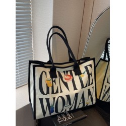 Thai Gentle Woman canvas bag 2025 new letter print class commuting single-shoulder tote bag