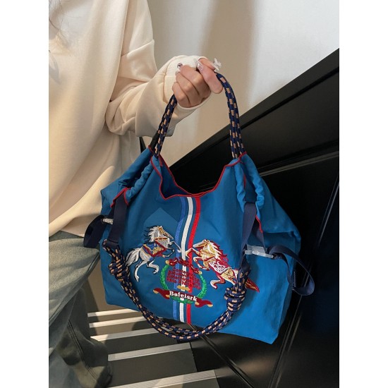 ball chain's new flame-embroidered shopping bag, waterproof foldable portable handbag, single-shoulder crossbody bag ball chain's new flame-embroidered shopping bag, waterproof foldable portable handbag, single-shoulder crossbody bag