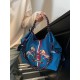 ball chain's new flame-embroidered shopping bag, waterproof foldable portable handbag, single-shoulder crossbody bag ball chain's new flame-embroidered shopping bag, waterproof foldable portable handbag, single-shoulder crossbody bag