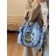 ballchain Japanese cute and niche eco-friendly shopping bags, new cartoon rabbit embroidered bags, large-capacity shopping ballchain Japanese cute and niche eco-friendly shopping bags, new cartoon rabbit embroidered bags, large-capacity shopping