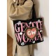 Gentle Woman plush heart-shaped painted letter canvas bag 2025 New versatile single-shoulder tote bag Gentle Woman plush heart-shaped painted letter canvas bag 2025 New versatile single-shoulder tote bag