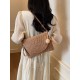 New casual single-shoulder bag with a ball, women's bag, fashionable and versatile straw bag, beach vacation bag New casual single-shoulder bag with a ball, women's bag, fashionable and versatile straw bag, beach vacation bag
