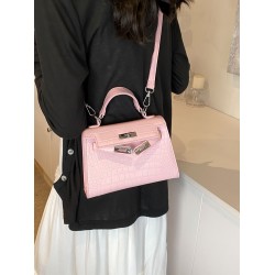 Spring 2025 new niche design crocodile print high-end versatile small square bag, single-shoulder crossbody Kelly women's bag