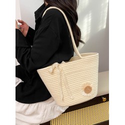 2025 new woven bag, summer women's large-capacity single-shoulder bag, tote bag, fashionable and versatile vacation beach bag