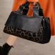 Qiandian leather large-capacity women's bag, 2025 new stylish leopard print handbag, women's large bag, soft leather ladies' bag