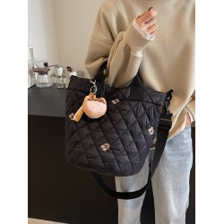 2025 new commuter large-capacity tote bag, student single-shoulder bag for class, Korean-style embroidered crossbody bag, hand-held cloth bag