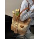 The 2025 summer new large-capacity single-shoulder tote bag, tassel straw woven bag, fashionable and versatile women's bag, beach bag