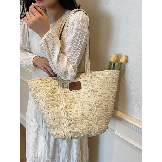 The 2025 summer new straw woven bag is fashionable and versatile, a single-shoulder bag with large capacity, a tote bag, and a women's bag for commuting to work The 2025 summer new straw woven bag is fashionable and versatile, a single-shoulder bag with large capacity, a tote bag, and a women's bag for commuting to work