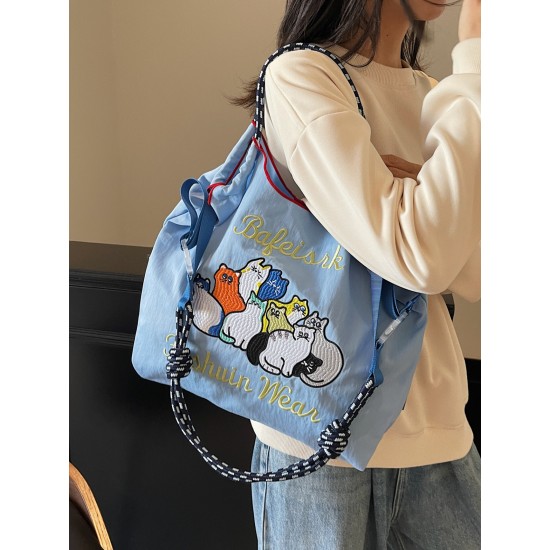 2025 new ball chain embroidered shopping bag, single-shoulder tote bag, student commuting bag for class, women's bag 2025 new ball chain embroidered shopping bag, single-shoulder tote bag, student commuting bag for class, women's bag