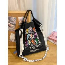 ball chain's same style iron tower embroidered bag, large-capacity single-shoulder crossbody bag, versatile class and commuting tote