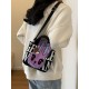 Gentle Woman embroidered one-shoulder crossbody canvas bag, small square bag with rabbit letter prints, mobile phone bag