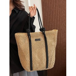 The 2025 summer new minimalist and versatile tote bag, a large-capacity single-shoulder bag for vacation and travel, and a fashionable straw woven bag